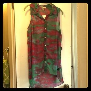 Multicolor sheer forever 21 tank top tunic